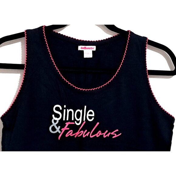 Y2K Baby T Single & Fabulous Black Tank Top By Dollhouse Medium - Picture 5 of 10